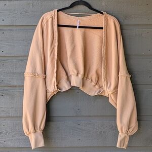 Free People Shrug It Off Sweatshirt Cropped Top Drapey Cotton Coverup Bolero XS
